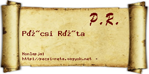 Pécsi Réta névjegykártya